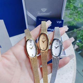 ĐỒNG HỒ NỮ CHÍNH HÃNG FUNMEI F2147 MẶT OVAN DÂY LƯỚI THÉP FULLBOX