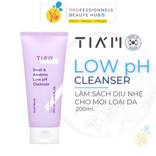 Sữa Rửa Mặt Tia'm Ốc Sên Làm Dịu & Phục Hồi Da 200ml Snail & Azulene Low pH Cleanser