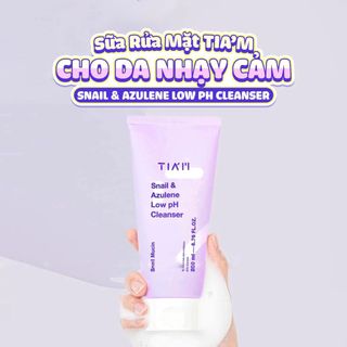 Sữa Rửa Mặt Tia'm Ốc Sên Làm Dịu & Phục Hồi Da 200ml Snail & Azulene Low pH Cleanser