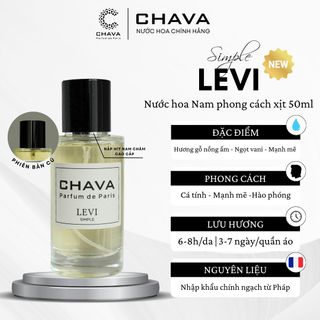 NƯỚC HOA SIMPLE LEVI 50ML PHONG CÁCH XỊT NẮP NAM CHÂM CAO CẤP - CHAVA