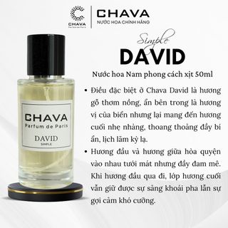 NƯỚC HOA SIMPLE DAVID 50ML PHONG CÁCH XỊT NẮP NAM CHÂM CAO CẤP - CHAVA
