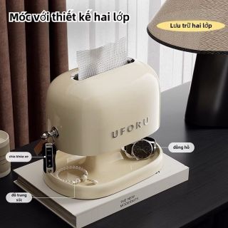 Hộp đựng khăn giấy cổ điển, giá đựng giấy hai lớp đa chức năng