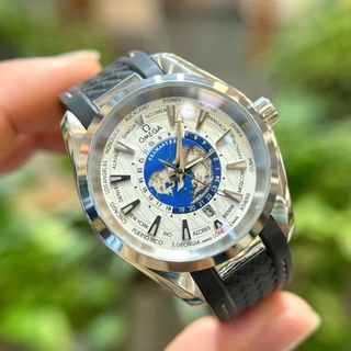 Đồng hồ nam O.m.e.ga mặt địa cầu trắng dây cao su
