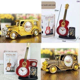 ĐỒNG HỒ BÁO THỨC để bàn trang trí phong cách cổ điển có ống đựng bút siêu tiện dụng