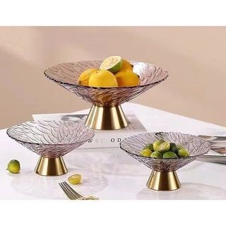 BỘ 3 ĐĨA THỦY TINH CHÂN CAO SANG TRỌNG