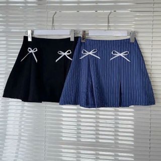 [SHOPPUMI] Chân váy Marin dáng A ngắn khóa kéo đính thêm nơ 2 màu SM Pumi