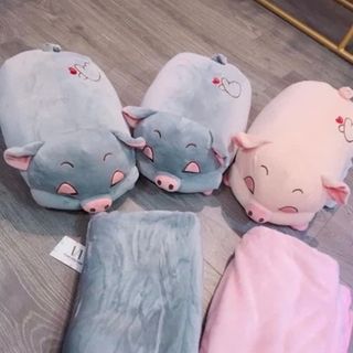 Bộ chăn mền hình Heo xinh 3in1 đa năng