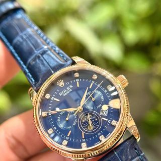 Đồng hồ nam R.o.l.e.x sun and moon 6 kim dây da