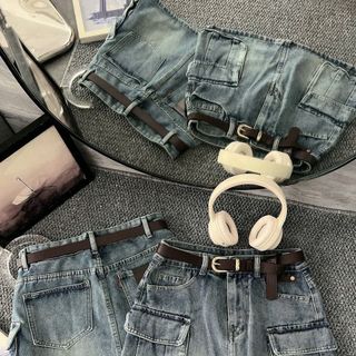 Short jean giả váy túi hộp mã 2056