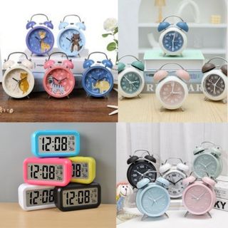 ĐỒNG HỒ BÁO THỨC hình dáng độc đáo để bàn, trang trí, ĐỒNG HỒ CHUÔNG ĐÔI pastel đẹp mắt dể bàn làm quà tặng