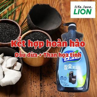 Nước rửa chén Lion tinh chất than hoạt tính CHARMGREEN Organic 1 L nước rửa chén số 1 Hàn Quốc