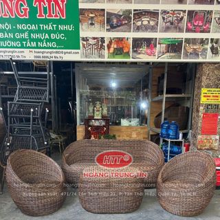Sofa Trứng Nhựa Giả Mây ngoài trời sợi tròn cao cấp