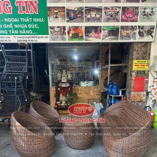 Sofa Trứng Nhựa Giả Mây ngoài trời sợi tròn cao cấp