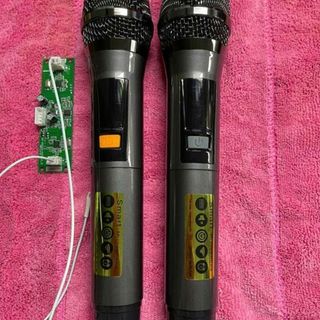 2 Micro không dây loa kéo xám  đầu kim loai6   nâng tiếng âm thanh hút