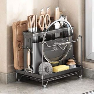 Giá Cài Dao, Đựng Đũa, Thớt ,Úp Vung Nồi Đa Năng Cao Cấp Hợp Kim Carbon Không Gỉ Thế Hệ Mới