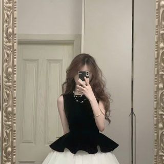 VQ Đầm trễ vai phối tùng xòe dễ thương diện đi chơi đi tiệc