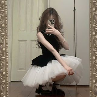 VQ Đầm trễ vai phối tùng xòe dễ thương diện đi chơi đi tiệc
