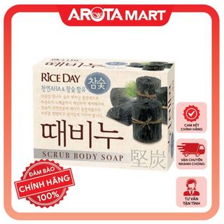 Xà bông Tẩy da chết chiết xuất than cây thông hoạt tính RICE DAY 100g Hàn Quốc