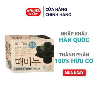 Xà bông Tẩy da chết chiết xuất than cây thông hoạt tính RICE DAY 100g Hàn Quốc