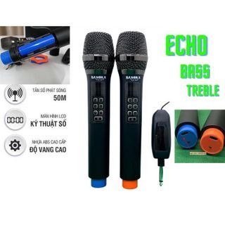 Bộ  2 micro karaoke thần thánh chỉnh full Echo, bass, streble, set tần số  tích hợp  amly  dành  loa  ko  eco  bass tree