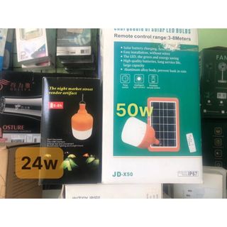 Đèn led búp năng lượng mặt trời  24w 100w  CÓ TẤM PIN CỰC SÁNG có remost kèm theo