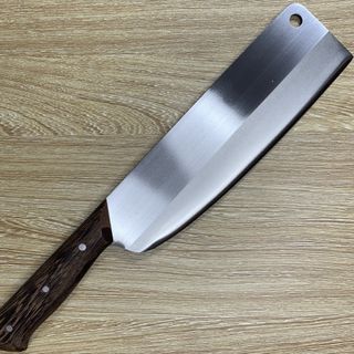 Dao Thái Dao Băm Cán Ốp Gỗ Mun , Bộ Dao Thép Trắng Không Gỉ  Sắc Bén Được Rèn Từ Thép Trắng Nhật 420J2 Cao Cấp