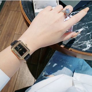 XẢ KHO ĐỒNG HỒ NỮ THỜI TRANG GUEZZ DÂY DA ĐEN KIM TUYẾN