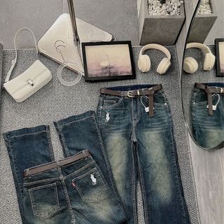 Quần jean ống loe co giãn thêu con ngựa bigsize mã 501