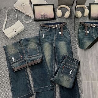 Quần jean ống loe co giãn thêu con ngựa bigsize mã 501