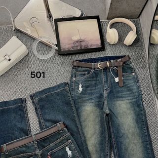 Quần jean ống loe co giãn thêu con ngựa bigsize mã 501