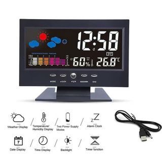 Đồng Hồ Để Bàn LED Màn Hình LCD Báo Thức, Cảm Biến Âm Thanh