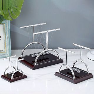 Mô hình CON LẮC NEWTON dao động decor phòng, CON LẮC Newton khoa học để bàn hình khối từ thép không rỉ