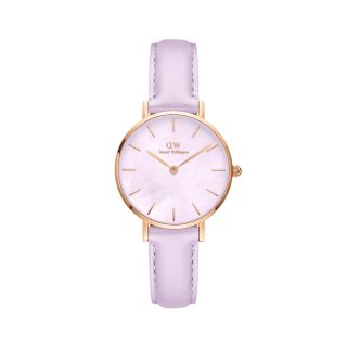 MÓN QUÀ QT PHỤ NỮ ĐỒNG HỒ NỮ CAO CẤP D.W PETITE DÂY DA TÍM LAVENDER FULLBOX