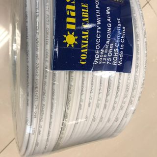 (Cuộn 200m). Cáp đồng trục RG59 liền nguồn có dầu chống ẩm Nasun NS-706