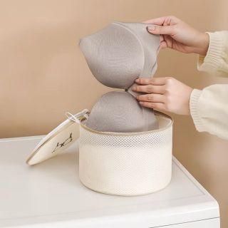 Túi giặt quần áo đồ lót máy giặt chất liệu lưới 3 lớp có khóa hình thêu