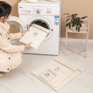 Túi giặt quần áo đồ lót máy giặt chất liệu lưới 3 lớp có khóa hình thêu