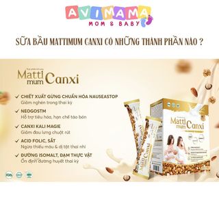 Sữa Hạt Matti Mum Canxi Cho Mẹ Bầu Và Sau Sinh 100% Đạm Thực Vật Đạt Chứng Nhận NON-GMO Của USA Hộp 14 Gói AVIMAMA