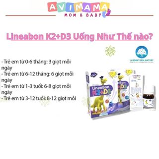 D3 K2 Lineabon Vitamin Hấp Thu Canxi Giúp Tăng Chiều Cao Tối Đa Cho Bé 10ml và 15ml AVIMAMA