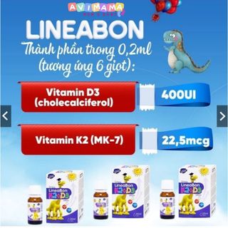 D3 K2 Lineabon Vitamin Hấp Thu Canxi Giúp Tăng Chiều Cao Tối Đa Cho Bé 10ml và 15ml AVIMAMA