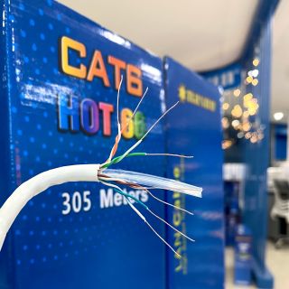 (Cuộn 305m) - Dây mạng GIÁ RẺ lõi 0.4mm. Dây mạng Cat6 Nasun HOT66, dây màu trắng