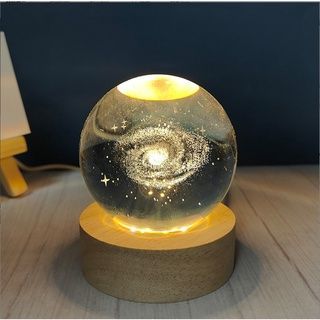 QỦA CẦU PHA LÊ chạm khắc hình đế gỗ, ĐÈN PHA LÊ dạ quang decor phòng ngủ, bàn làm việc