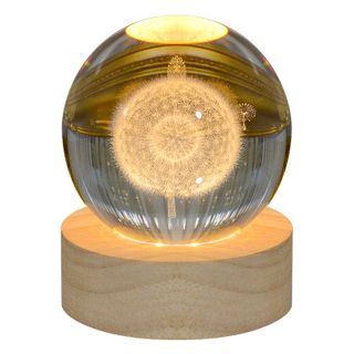 QỦA CẦU PHA LÊ chạm khắc hình đế gỗ, ĐÈN PHA LÊ dạ quang decor phòng ngủ, bàn làm việc