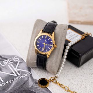 Đồng hồ dây da nữ Oshrzo 6022L mặt tròn chính hãng đeo tay thời trang