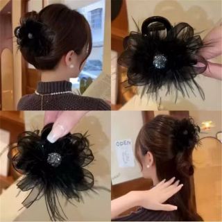 Kẹp Tóc Cỡ Vừa 8 CM Đính Lông Vũ Thanh Lịch Dành Cho Nữ