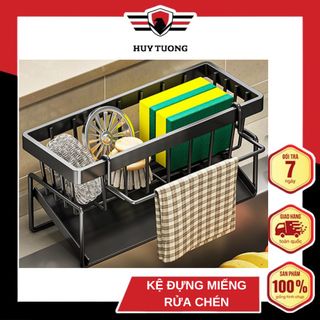Kệ đựng đồ rửa chén bát có giá để giẻ rửa chén trên bồn có khay hứng nước nghiêng thép carbon phủ sơn tĩnh điện