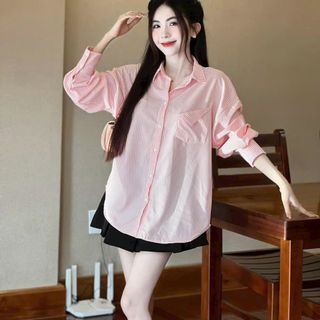 Áo Sơ Mi Nữ Tay Dài Đính Nơ Phía Sau Lưng Form Rộng Bigsize Xinh Đẹp Cao Cấp Dễ Thương