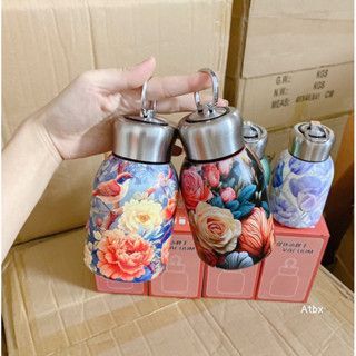 BÌNH GIỮ NHIỆT INOX 300ML HỌA TIẾT HOA 3D
