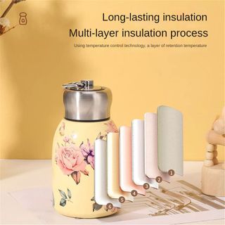 BÌNH GIỮ NHIỆT INOX 300ML HỌA TIẾT HOA 3D