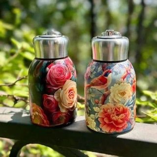 BÌNH GIỮ NHIỆT INOX 300ML HỌA TIẾT HOA 3D