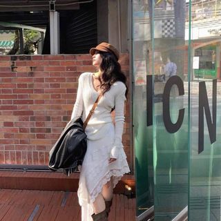 [SHOPPUMI] Váy ren tà xéo lưng thun 2 màu freesize Pumi